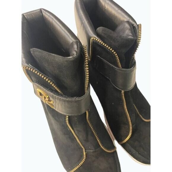Donna Karan Black Suede LeatherāBooties Boots 7 M - Picture 5 of 8